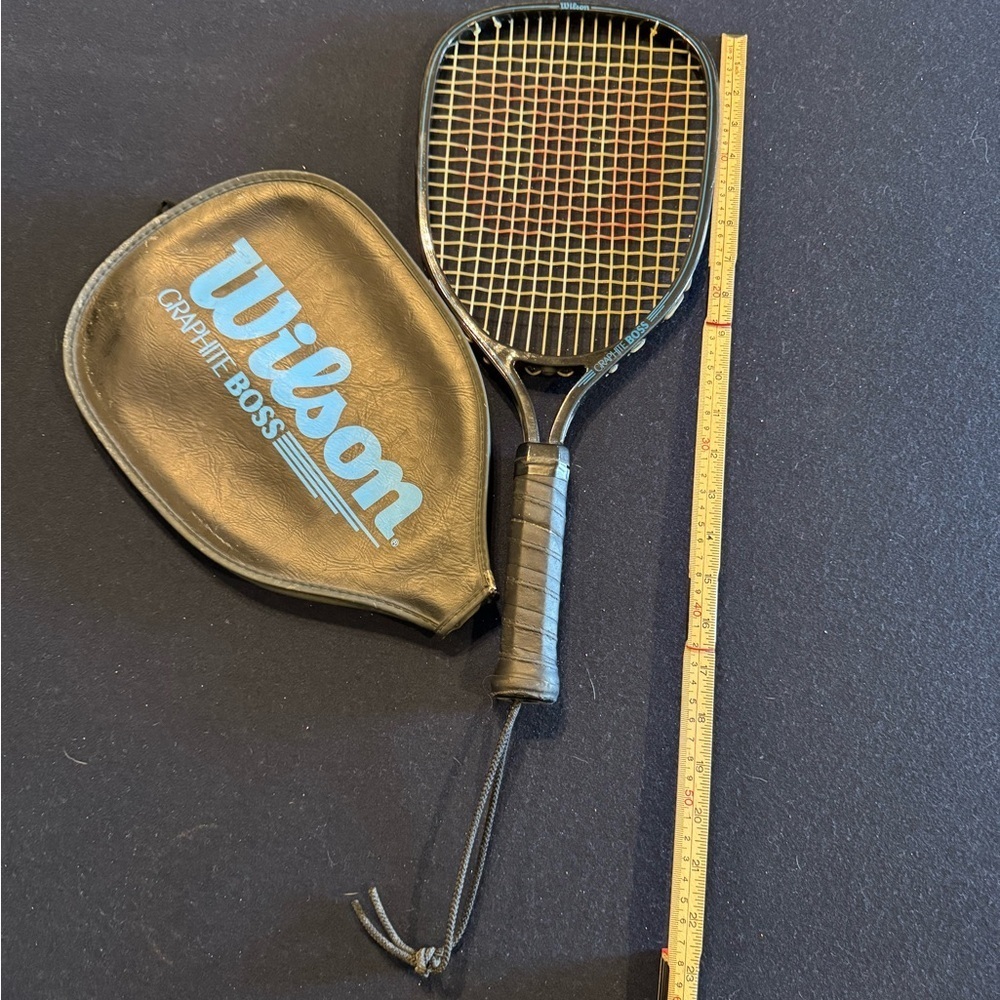 Graphite Boss Racket with Multicolor Strings